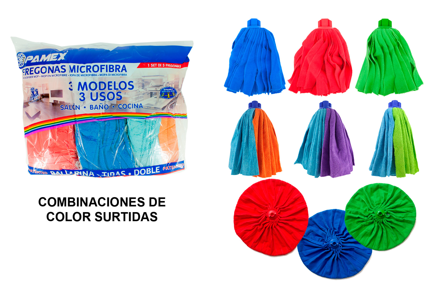 Set 3 fregonas microfibra